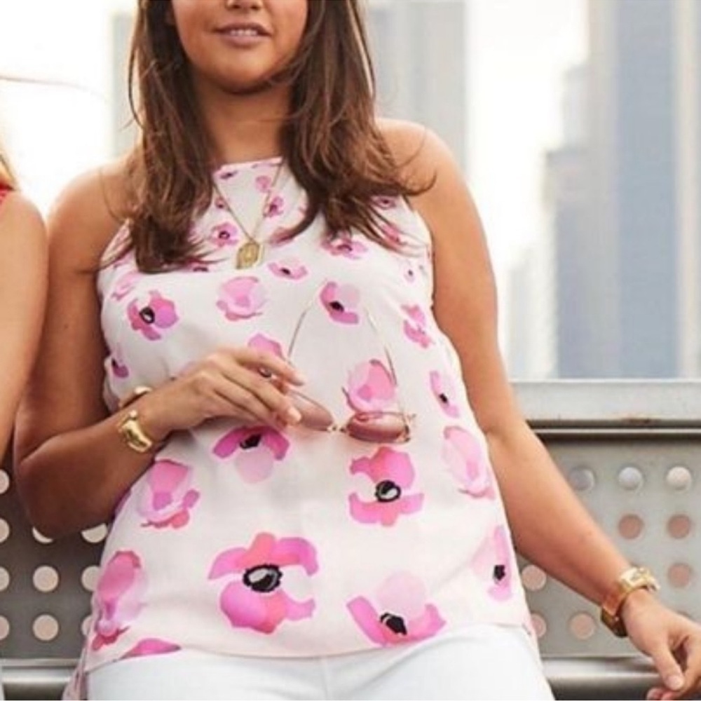 Cabi Pink Floating Poppies Halter Tank Top Xs